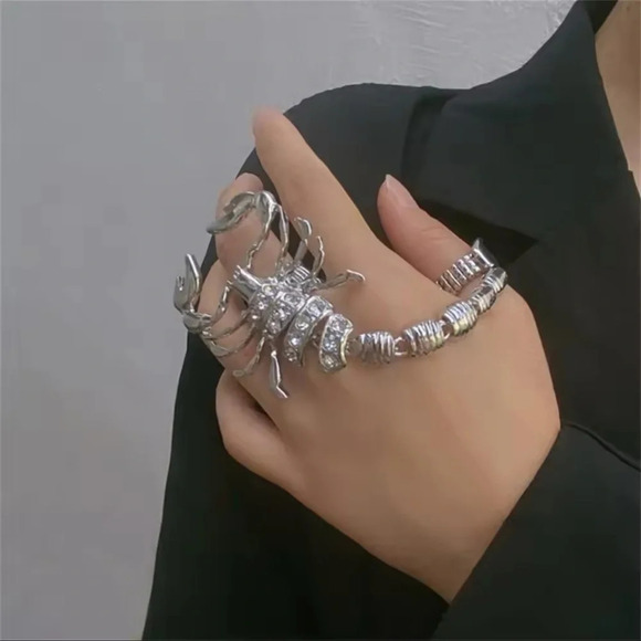 Scorpio Momento Mori Silver Plated Retro Ring - Picture 1 of 14